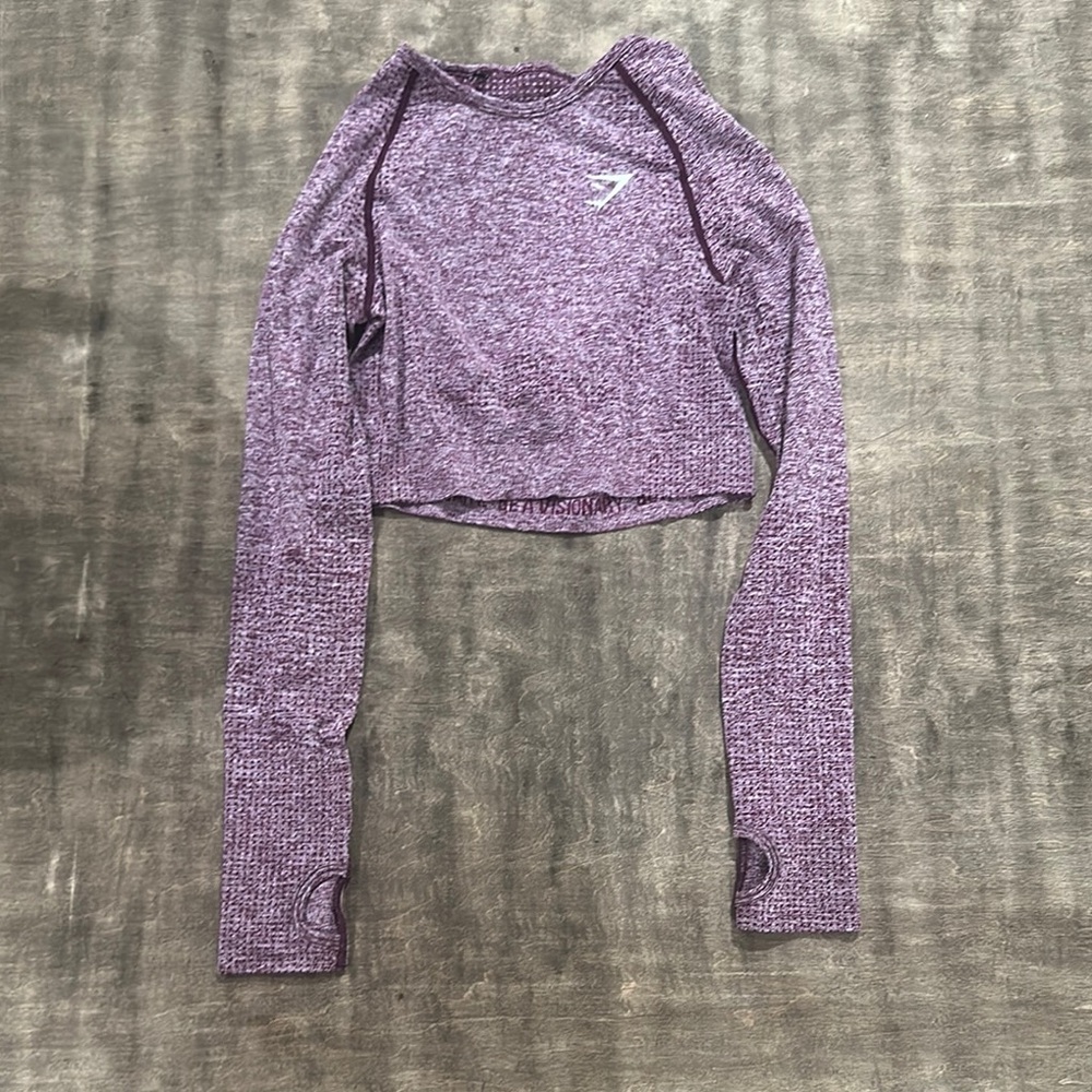 Gymshark Purple Long Sleeve Fitted Crop Top